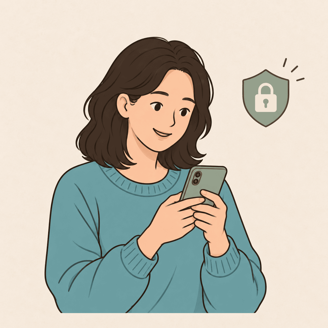 건강 기록을 안전하게 관리하는 모습을 표현한 일러스트